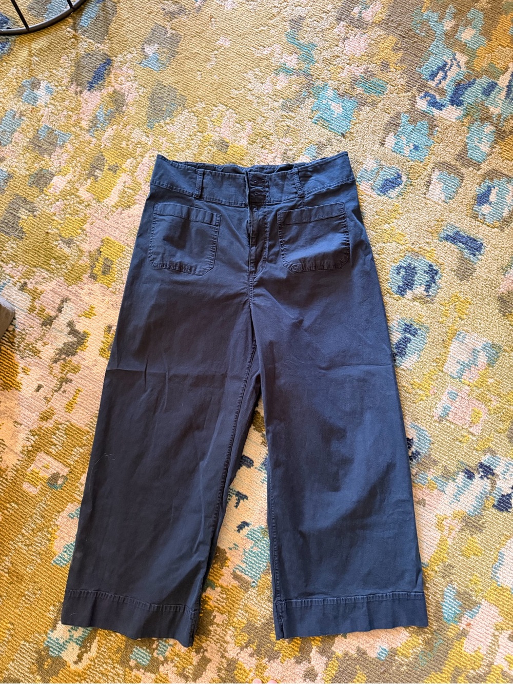 LC Lauren Conrad Navy Wide-Leg Cropped Capris